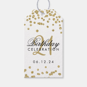 Etiqueta Para Presente aniversário de 21 anos Dourado Faux Glitter Confe