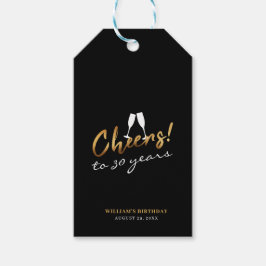 Etiqueta Para Presente Aniversário de 30 anos Dourado chic Black Adult