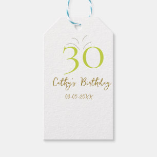 ETIQUETA PARA PRESENTE ANIVERSÁRIO DE 30 ANOS GREEN GOLD PASTEL DESENHADO