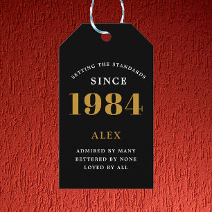 Etiqueta Para Presente Aniversário de 40 anos Nome 1984 Dourado Preto Ele