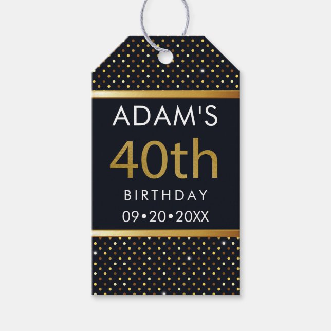 Etiqueta Para Presente Aniversário de 40 anos personalizado elegante Dour (Frente)