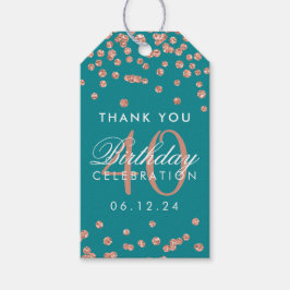 Etiqueta Para Presente aniversário de 40 anos Teal rosa Dourada Obrigado 