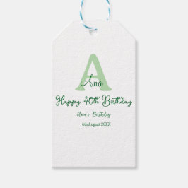 Etiqueta Para Presente Aniversário de 40 anos verde feliz adicionar nome