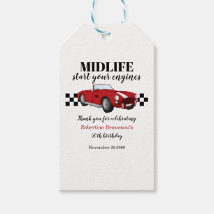 Etiqueta Para Presente Aniversário de 50 anos de carro vermelho vintage e