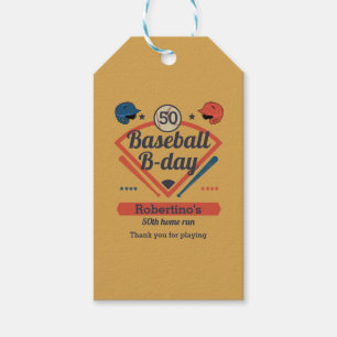 Etiqueta Para Presente Aniversário de 50 anos de Retro Baseball para Home