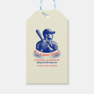 Etiqueta Para Presente Aniversário de 50 anos do jogador de beisebol azul