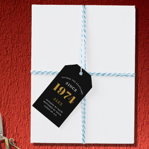 Etiqueta Para Presente Aniversário de 50 anos Nome 1974 Dourado Preto Ele