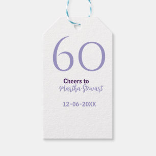 Etiqueta Para Presente aniversário de 60 anos roxo nome data estilo ousad