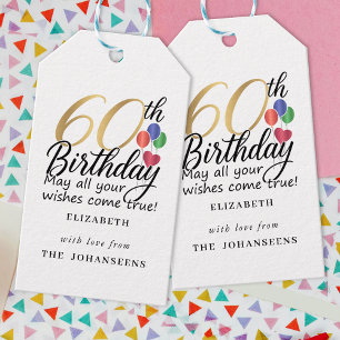 Etiqueta Para Presente Aniversário de 60 anos Tipografia Moderna em Doura