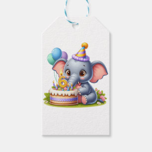 Etiqueta Para Presente Aniversário de 6 anos do Elefante Fofo