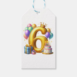 Etiqueta Para Presente Aniversário de 6 anos dourado