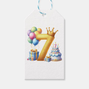 Etiqueta Para Presente Aniversário de 7 anos dourado