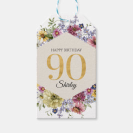 Etiqueta Para Presente Aniversário de 90 anos personalizado Wildflower