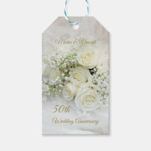 Etiqueta Para Presente Aniversário de casamento de creme branco dos rosa