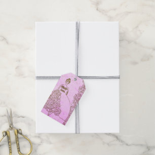 Etiqueta Para Presente Aniversário de Conto de Fadas da Princesa Rosa e D