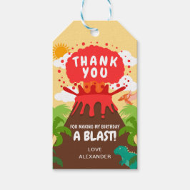 Etiqueta Para Presente Aniversário de criança de vulcão dinossauro