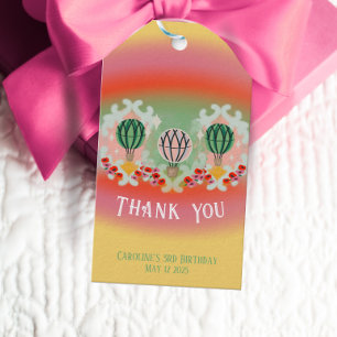 Etiqueta Para Presente Aniversário de criança Emerald Hot Air Balloon Enc