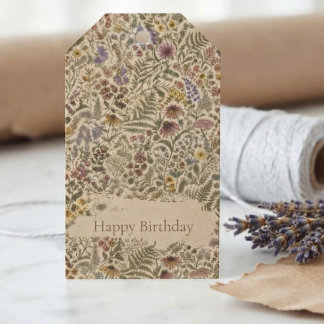 Etiqueta Para Presente Aniversário de Flor Silvestre Vintage