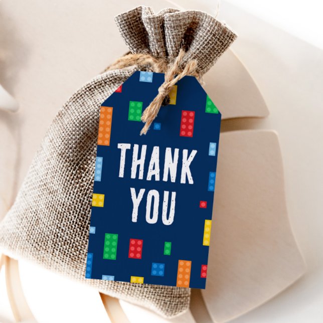 Etiqueta Para Presente Aniversário de Menino de Blocos de Construção (Criador carregado)