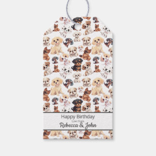 Etiqueta Para Presente Aniversário de padrão de cachorrinho fofo
