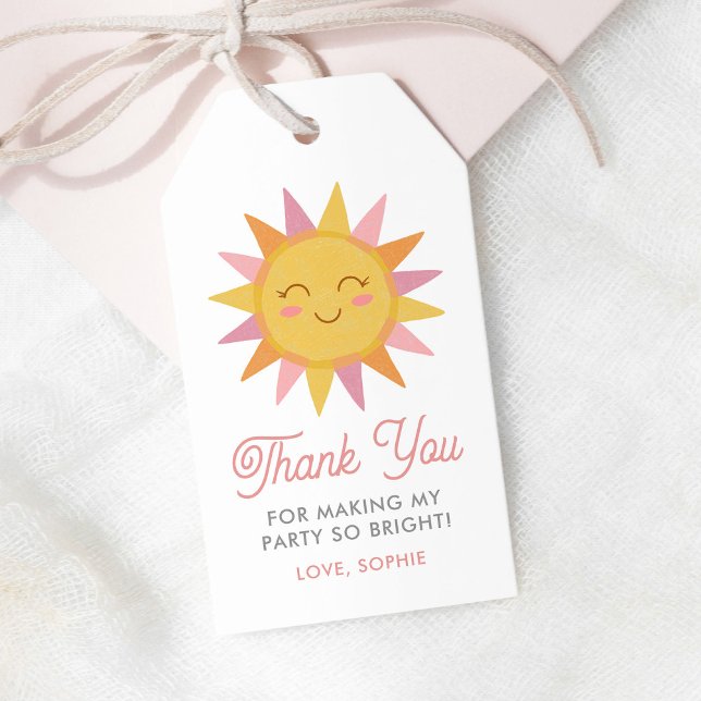 Etiqueta Para Presente Aniversário de Primeiro Ano de Cute Sunshine (Criador carregado)