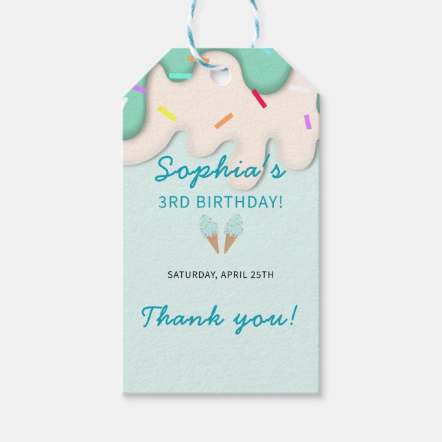 Etiqueta Para Presente Aniversário de Sorvete Doce (Frente)