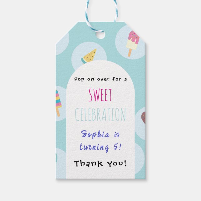 Etiqueta Para Presente Aniversário de Sorvete Doce (Frente)