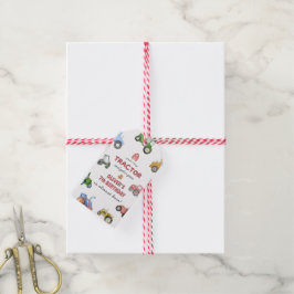 Etiqueta Para Presente Aniversário de trator aquarela de qualquer idade