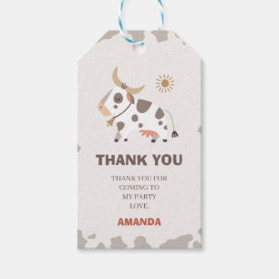 Etiqueta Para Presente Aniversário de Vaca Moderna Obrigado Tag