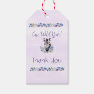 Etiqueta Para Presente Aniversário de Zebra Floral Puro