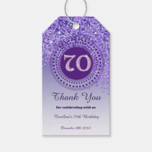 Etiqueta Para Presente Aniversário do 70 de Lágrimas Roxo Moderno
