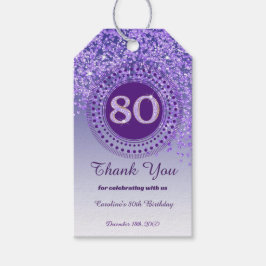 Etiqueta Para Presente Aniversário do 80 de Lágrimas Roxo Moderno