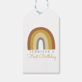 Etiqueta Para Presente Aniversário do Arco-Íris do Pastel Terracota