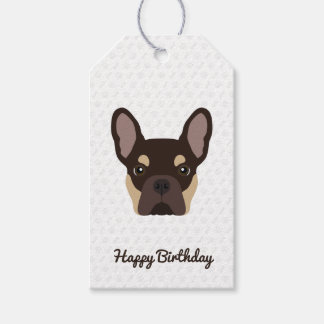 Etiqueta Para Presente Aniversário do Bulldog Francês Marrom e Bege