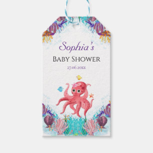 Etiqueta Para Presente Aniversário do Chá de fraldas de Octopus do Oceano