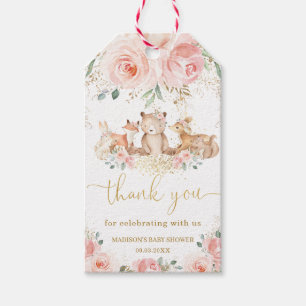 Etiqueta Para Presente Aniversário do Chá de fraldas Floral Cor-de-Rosa