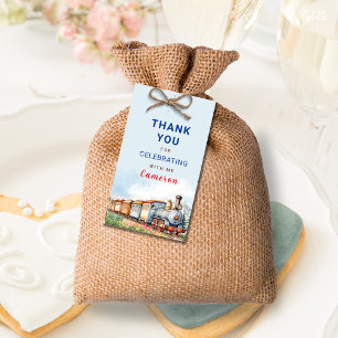 Etiqueta Para Presente Aniversário do Comboio Editável Obrigado