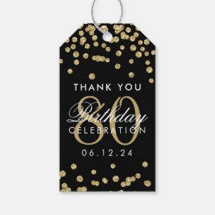 Etiqueta Para Presente Aniversário do Dourado Black 80 Obrigado Glitter 