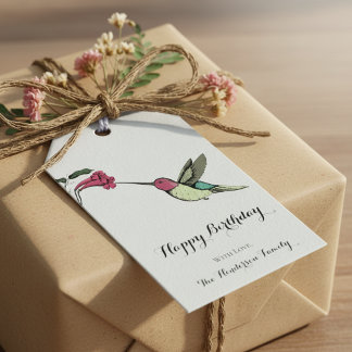 Etiqueta Para Presente Aniversário do Elegante Blue Hummingbird