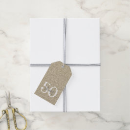 Etiqueta Para Presente Aniversário do Elegante Elegante de 50 Anos Dourad