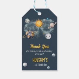 Etiqueta Para Presente Aniversário do Espaço Exterior Galáxia Sol Lua Est