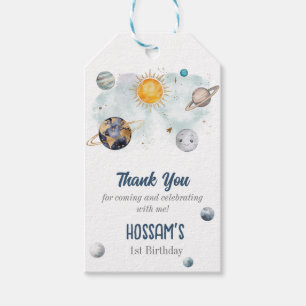 Etiqueta Para Presente Aniversário do Espaço Exterior Galáxia Sol Lua Est