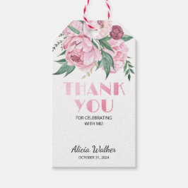 Etiqueta Para Presente Aniversário do Folheto Rosa Peony Floral Greeneres