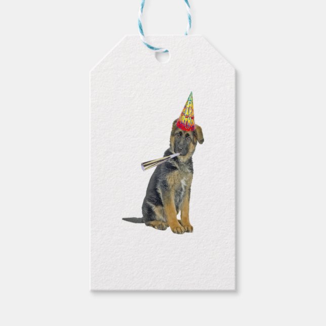 Etiqueta Para Presente Aniversário do german shepherd (Frente)