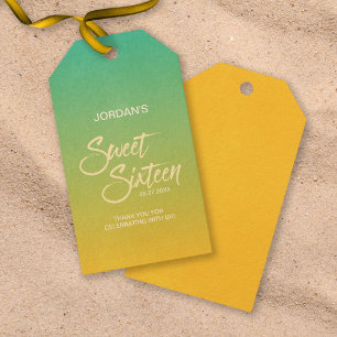 Etiqueta Para Presente Aniversário do Green & Orange Beach Sweet 16 Obri