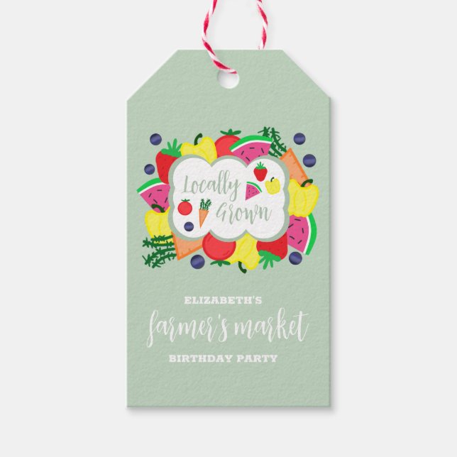 Etiqueta Para Presente Aniversário do Mercado de Fazendeiros Cultivados L (Frente)