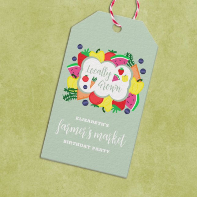 Etiqueta Para Presente Aniversário do Mercado de Fazendeiros Cultivados L (Criador carregado)