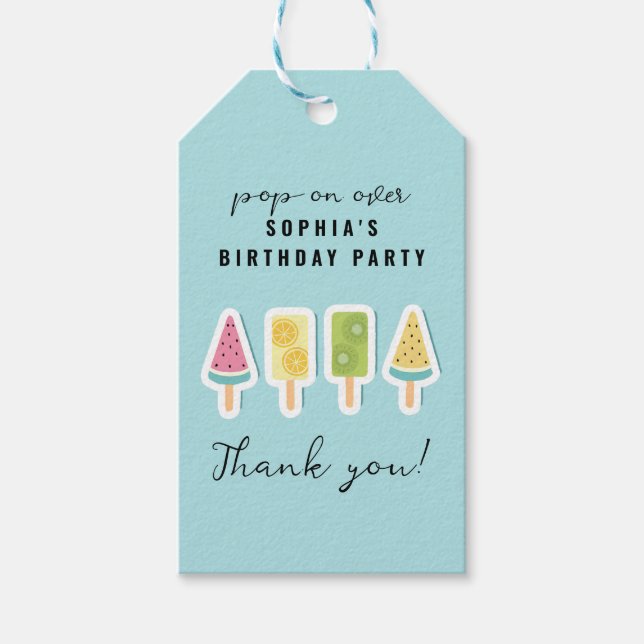 Etiqueta Para Presente Aniversário do picolé de Verão legal (Frente)