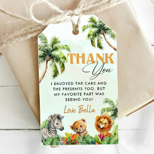 Etiqueta Para Presente Aniversário dos Animais da Selva Tropical Safari