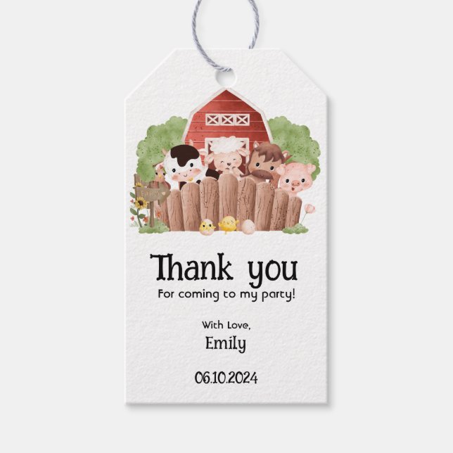 Etiqueta Para Presente Aniversário dos Animais das Explorações Agrícolas  (Frente)